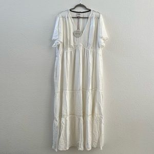 NWT Knox Rose Flutter Short Sleeve Dobby A-line Dress - White, Size 2X